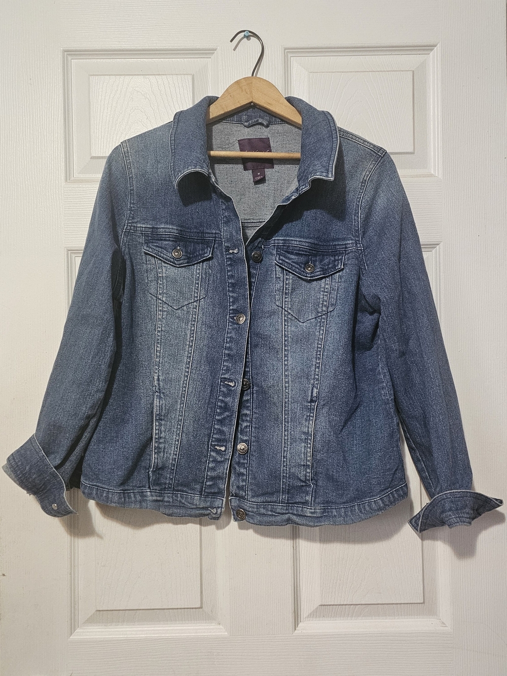 Gloria Vanderbilt Women's Blue Cotton Denim Jacket Medium Stretch